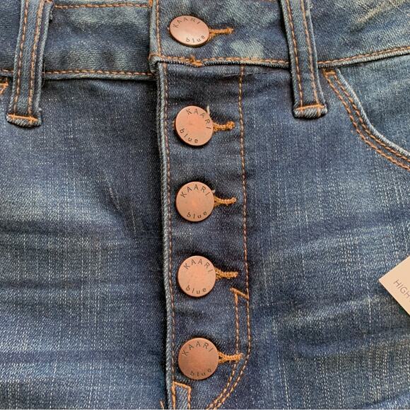 Kaari Blue Jeans Button Fly High Rise Frayed Hem Skinny Ankle Jeans Size 14 NEW - Picture 10 of 14